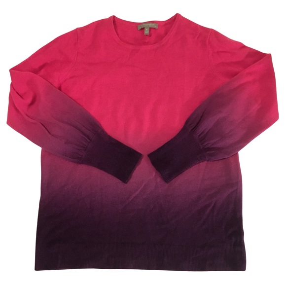 Neiman Marcus Ombre Cashmere Sweater Pink Purple Sz XL 14 - Picture 1 of 6